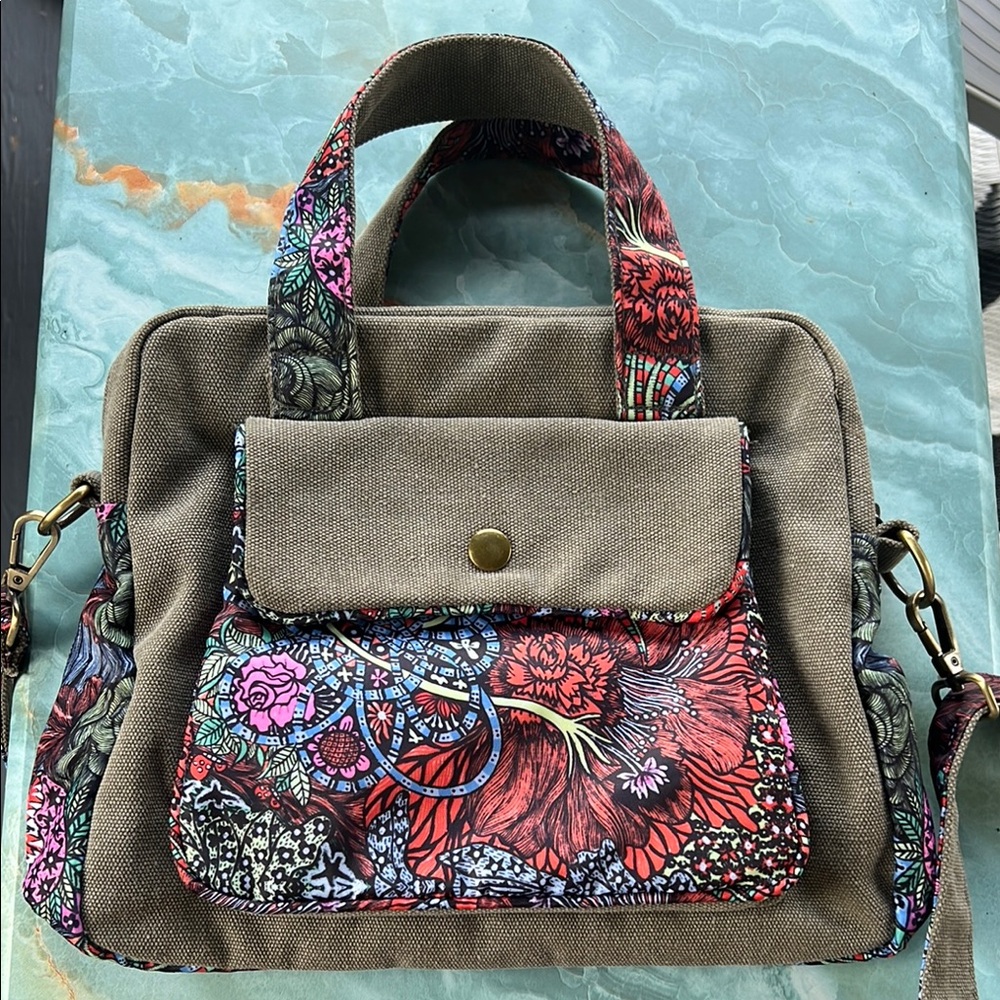 Black Butterfly Floral Canvas Shoulder Bag Purse